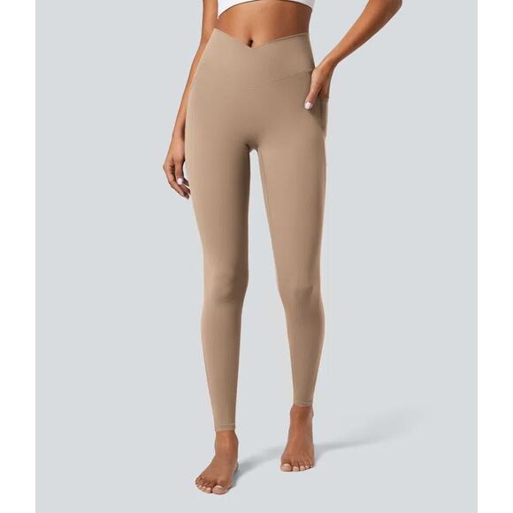 Halara Softlyzero Crossover Pocket Plain Leggings, UPF50+ Athletic Yoga 7/8, XL - Picture 1 of 8